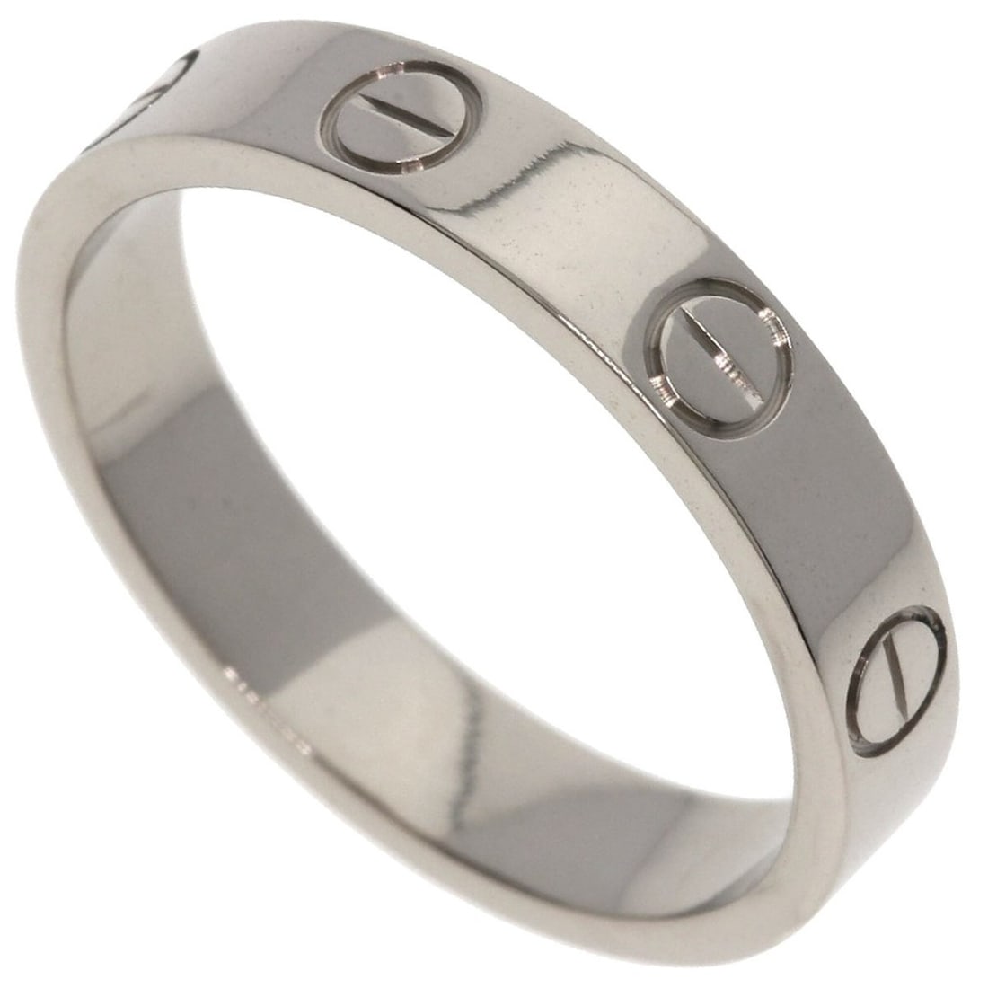 Cartier Mini Love Ring #51, 18K White Gold, Women's Ring, CARTIER: --- Catalog ---Category: SizeJP Size: 11US Size: 6Category: DesignType: Band ringGender: WomenMaterial: White gold (18K)Category: GeneralBrand: Cartier--- Item List ---Section: ConditionRanking: Rank 