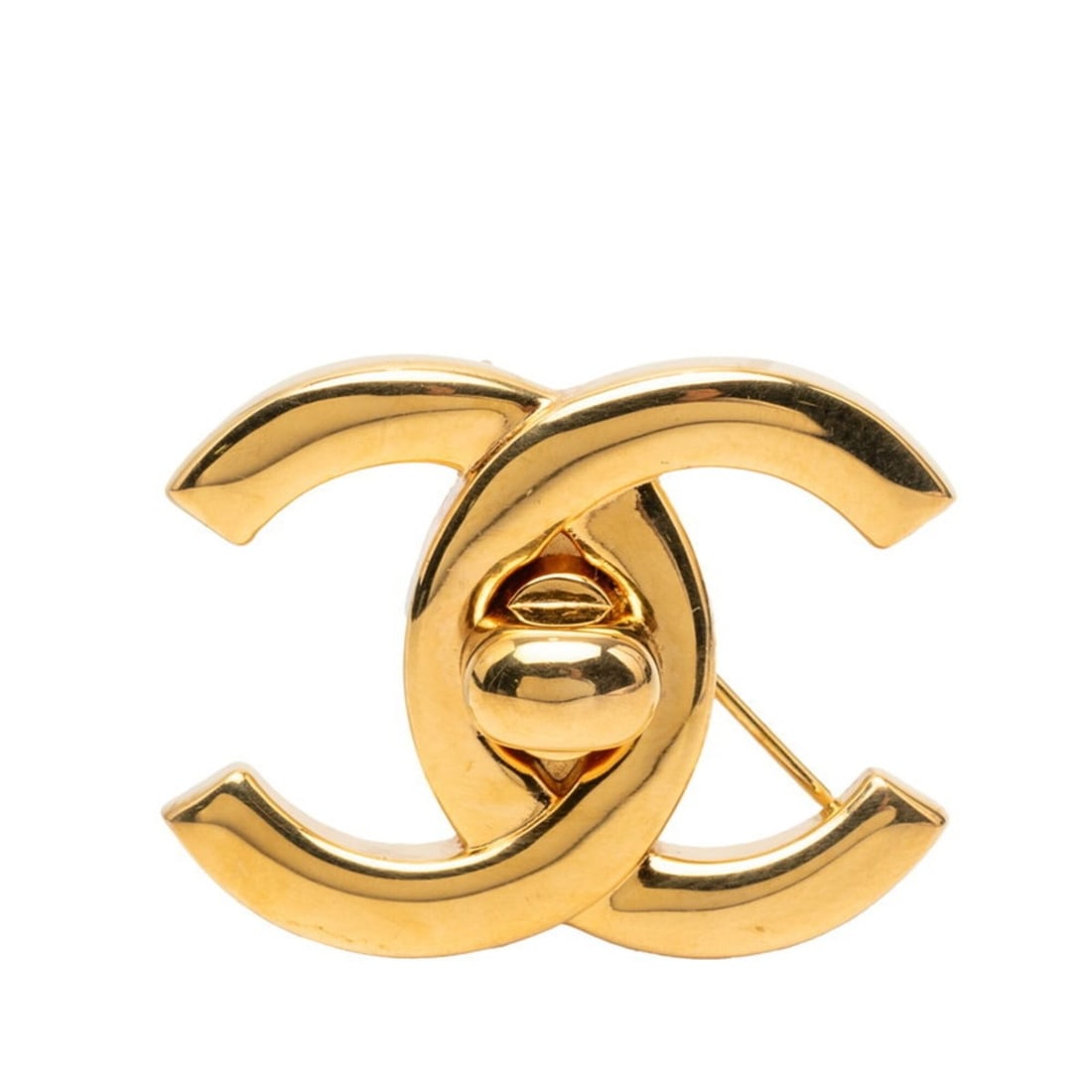 Chanel Coco Mark Turnlock Motif Brooch 96P Vintage Gold Plated Women's CHANEL (1 of 4)