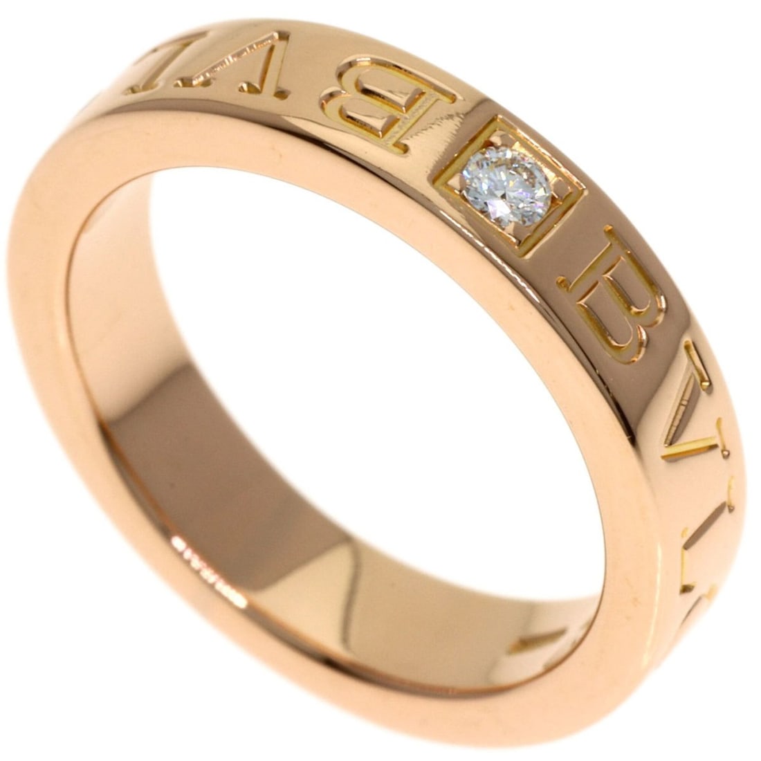 BVLGARI Double Logo Diamond Ring, 18K Pink Gold, Women's: --- Catalog ---Category: SizeJP Size: 7US Size: 4Category: DesignType: Band ringColor: Pink goldStone: DiamondGender: WomenMaterial: Pink gold (18K)Category: GeneralBrand: Bvlgari--- Item List ---Sect