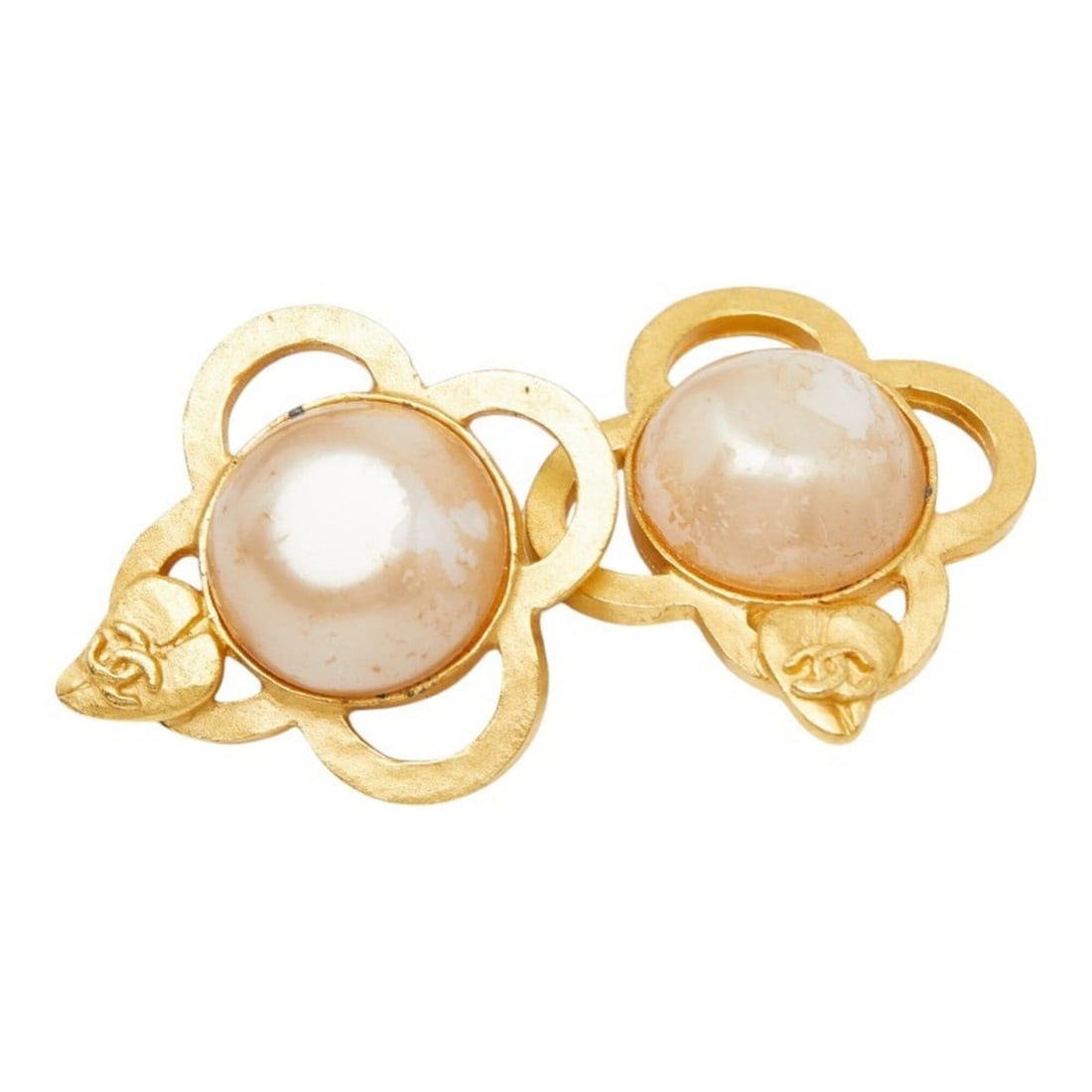 Chanel Coco Mark Flower Vintage Earrings, 95P Stamp, Gold Plated, Faux Pearl, Women's CHANEL: --- Catalog ---Category: SizeStone Size (HxW): 33.30mm x 29.20mm / 1.31'' x 1.15''Category: DesignColor: GoldGender: WomenCategory: GeneralBrand: Chanel--- Item List ---Section: ConditionRanking: Rank