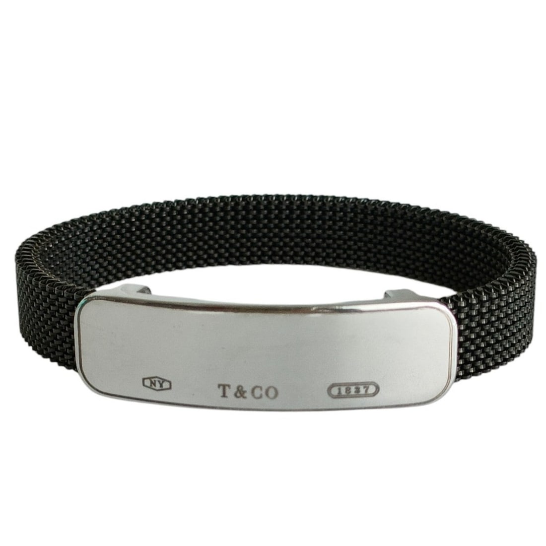 TIFFANY&Co. Tiffany Stainless Steel Plate Mesh Bracelet, Silver Color, Comes with Box, for Men and: --- Catalog ---Category: SizeLength: 16cm / 6.29''Category: DesignType: Charm braceletColor: Black, SilverGender: Men,WomenCategory: GeneralBrand: Tiffany--- Item List ---Section: ConditionRanking: Ra