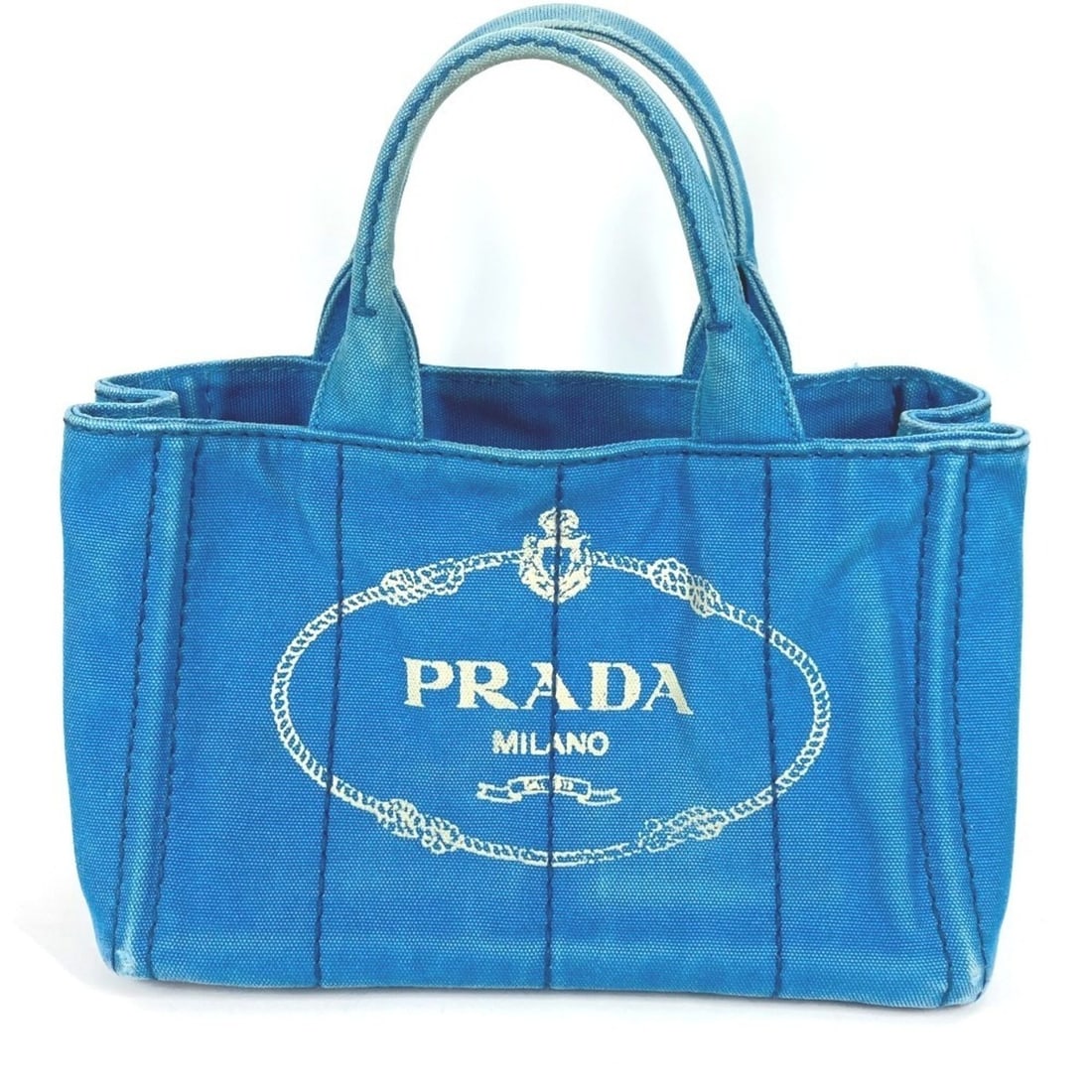 PRADA Canapa Logo Mini Tote Bag, Canvas Handbag, Blue (Men's/Women's) (1 of 18)