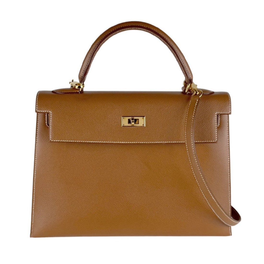 Hermes Kelly 32 Handbag/Shoulder Bag, Sellier Stitching, Courchevel Leather, Gold, Women's, z10124: --- Catalog ---Category: SizeSize (HxWxD): 24cm x 33cm x 12cm / 9.44'' x 12.99'' x 4.72''Category: DesignType: Handbag, Shoulder bagColor: BrownGender: WomenMaterial: Courchevel leather Category: Gene