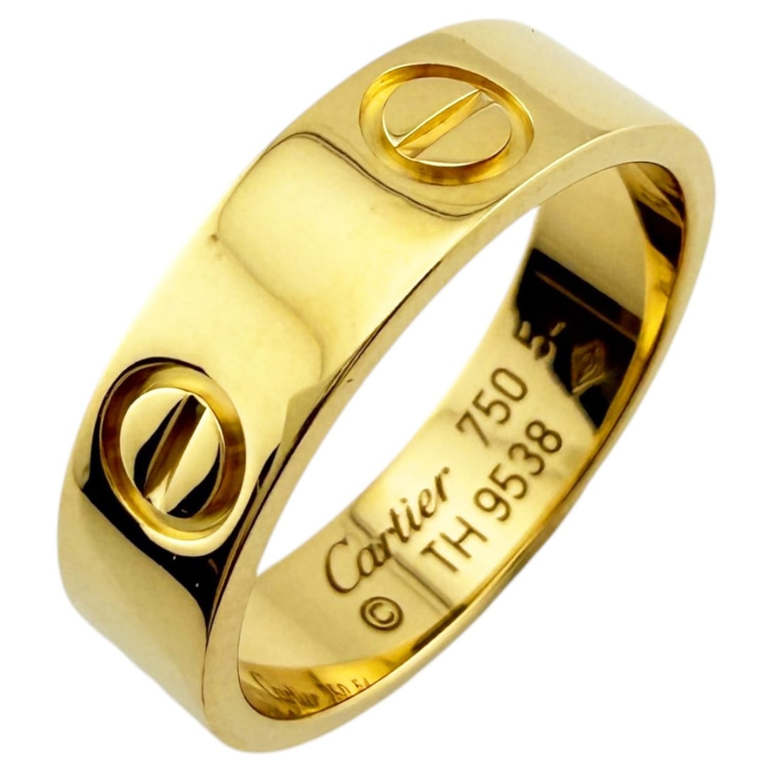 Cartier Love Ring, 1, 18K Yellow Gold, 54ct, Women's, CARTIER: --- Catalog ---Category: PackNumber in Pack: 1Category: SizeWidth: 5mm / 0.2''Weight: 5.7g / 0.2oz.Category: DesignColor: YellowGender: WomenHandmade: YesWeight (ct.): 54Category: GeneralLine: LoveBra