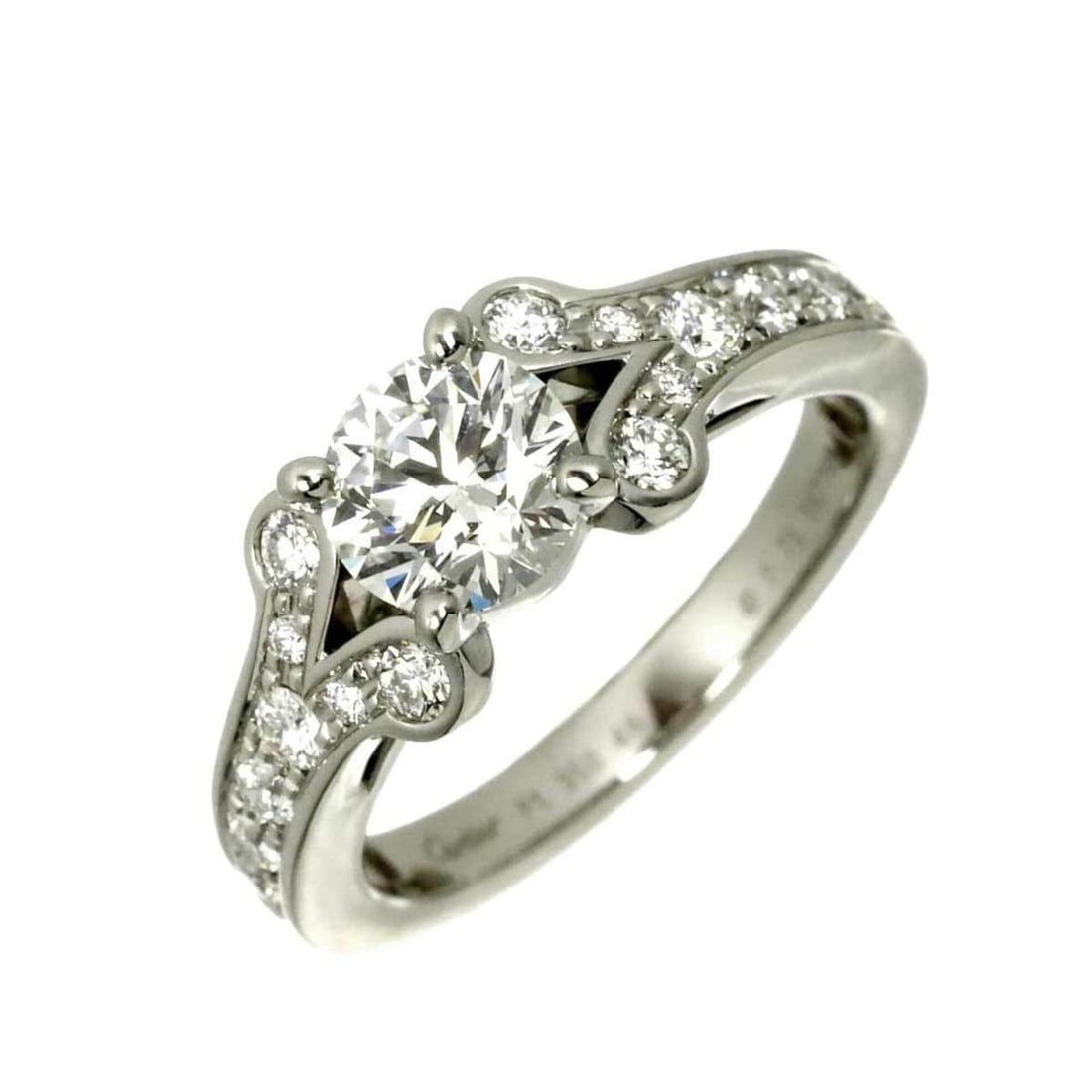 Cartier Ballerine Diamond Ring, 0.71ct, H VVS1, EX, Size #46, Platinum.: --- Catalog ---Category: SizeUS Size: 3.5Brand Size: 46Category: DesignType: Band ringGender: WomenMaterial: Platinum 950Category: GeneralBrand: Cartier--- Item List ---Section: ConditionRanking: Rank