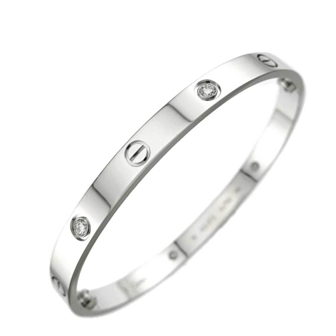 Cartier Love Bracelet, Half Diamond, 4P, Size 19, 18K WG (White Gold 750) Bracelet Bangle (1 of 10)