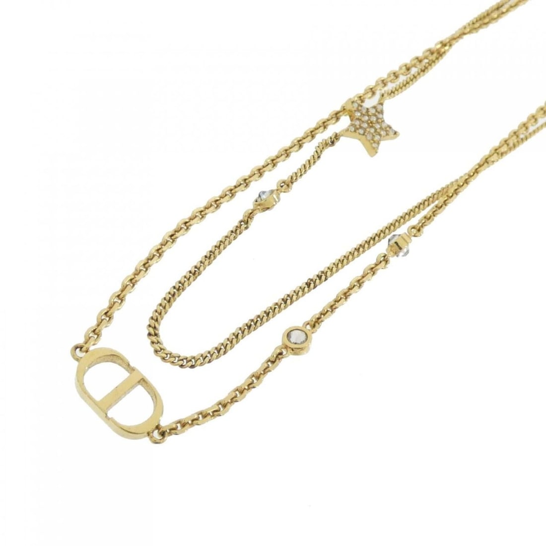 Christian Dior Petite CD N1155PMTCY Necklace: --- Catalog ---Category: SizePendant Size: 8mm x 12mm / 0.31'' x 0.47''Neck Circumference: 37.5 cm / 14.76''Category: DesignColor: Clear, GoldGender: WomenNecklace Type: NecklaceCategory: GeneralMPN: