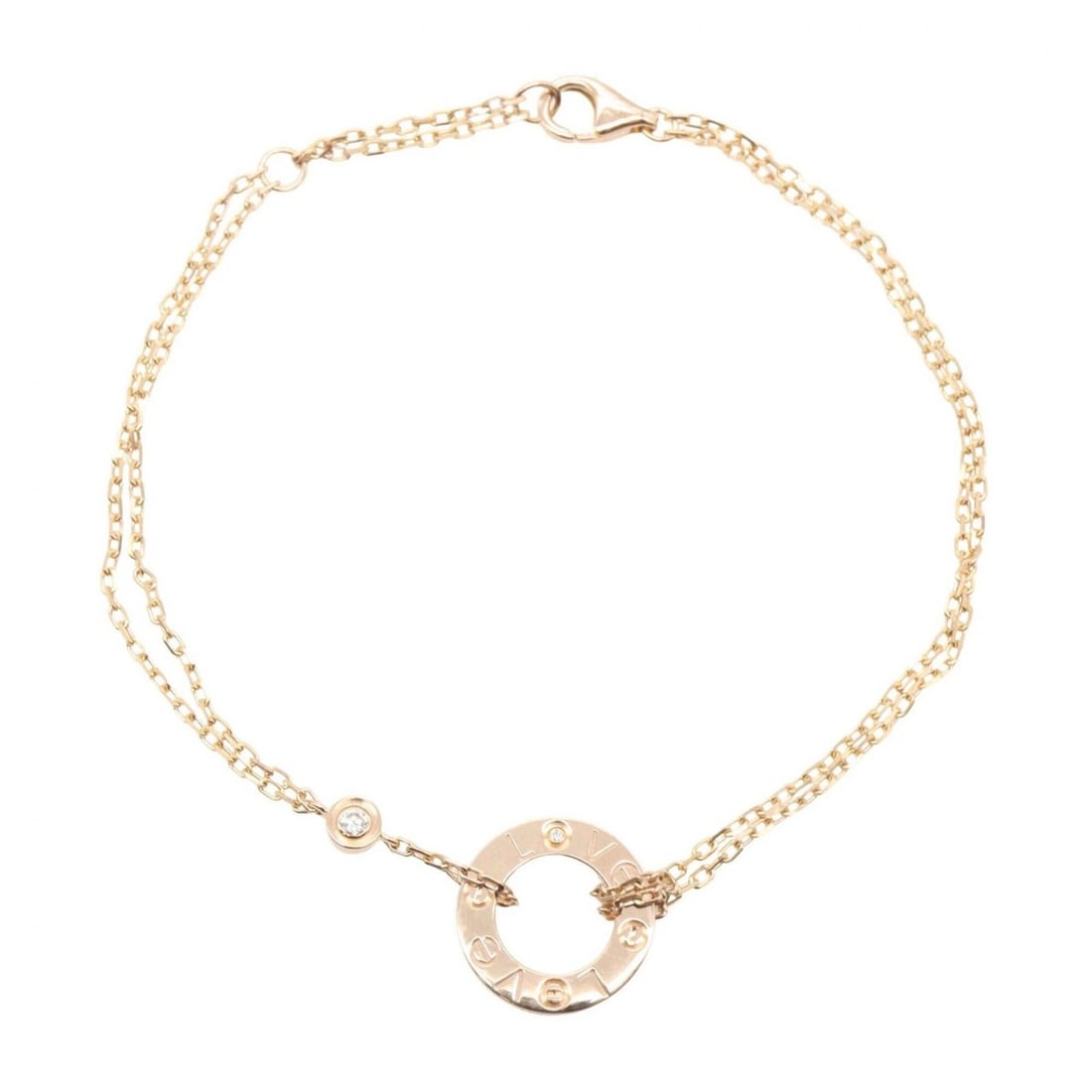 Cartier Love Circle 2PD Bracelet - 18K Pink Gold (PG) with Diamonds Women's Tone Clear: --- Catalog ---Category: SizeLength: 16cm - 18cm / 6.29'' - 7.08''Category: DesignType: Charm braceletColor: Clear, GoldGender: WomenMaterial: Pink gold (18K)Category: GeneralBrand: Cartier--- Item