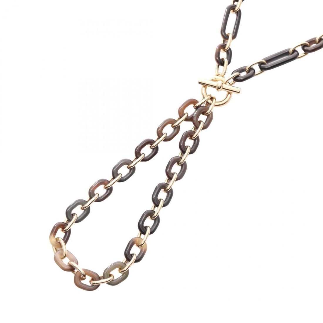 Hermes HERMES Regille Necklace Jewelry GP (Gold Plated) Buffalo Horn Women's Gray/Gold Tone (1 of 12)