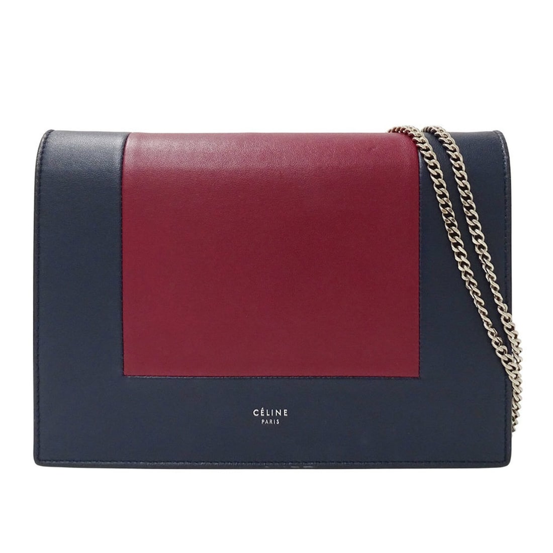 Celine CELINE handbag for women, brand name shoulder bag, leather, navy, burgundy, chain shoulder,: --- Catalog ---Category: SizeSize (HxWxD): 15cm x 20.5cm x 3.5cm / 5.9'' x 8.07'' x 1.37''Category: DesignType: Handbag, Shoulder bagColor: Bordeaux, NavyGender: WomenMaterial: Leather Category: Gener
