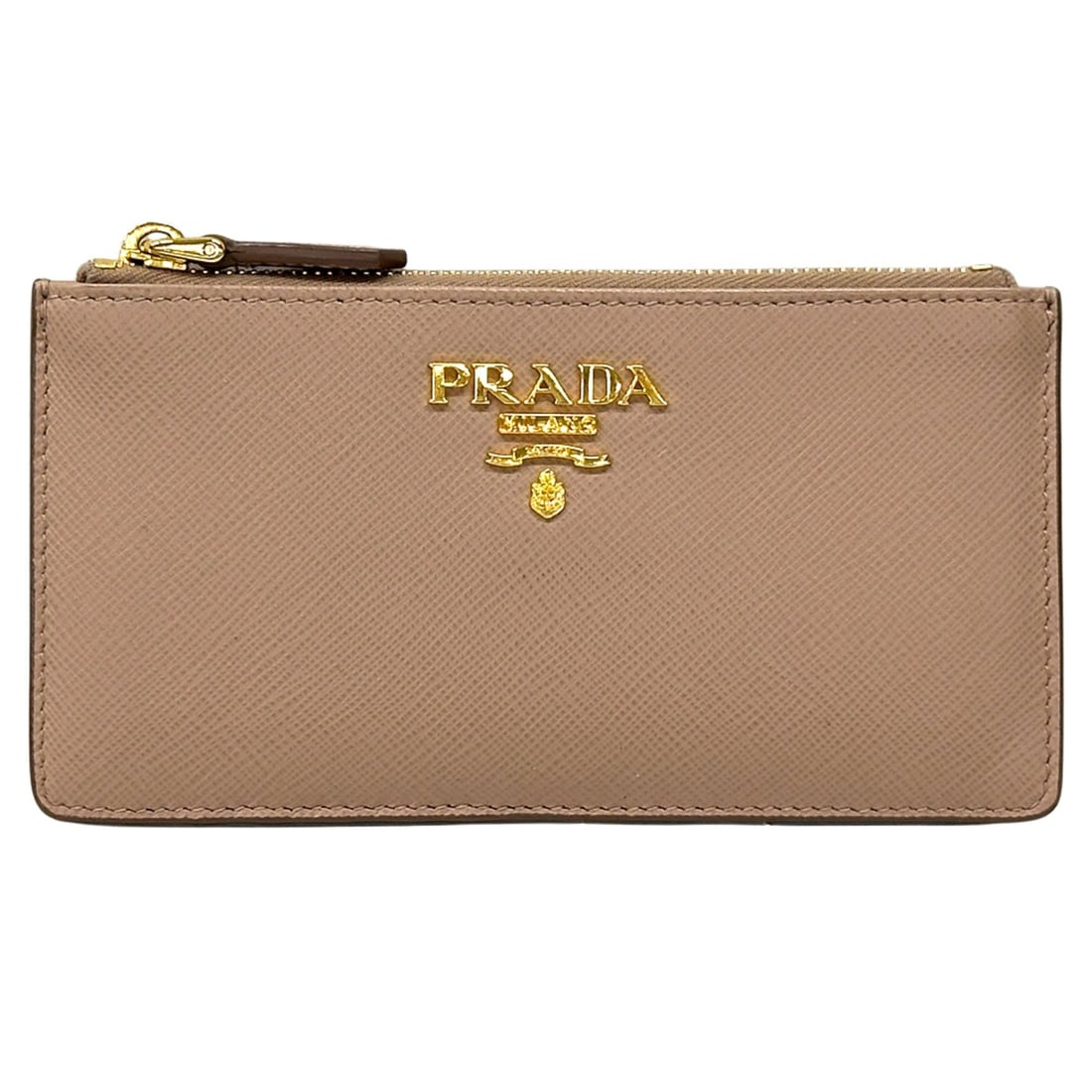 Prada PRADA Business Card Holder/Card Case for Women, Brand Name, Saffiano Leather, Pink Beige, Gold (1 of 20)