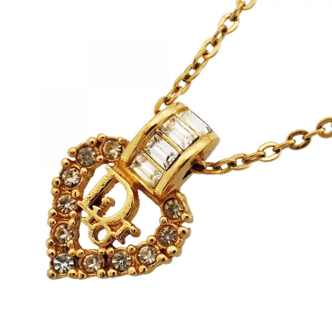 Christian Dior Necklace, GP Plated, Rhinestone, Gold, Women's: --- Catalog ---Category: SizePendant Size: 19.9mm x 13.9mm / 0.78'' x 0.54''Neck Circumference: 38.5 cm - 44 cm / 15.15'' - 17.32''Category: DesignColor: GoldGender: WomenMaterial: Gold plating, Rhine
