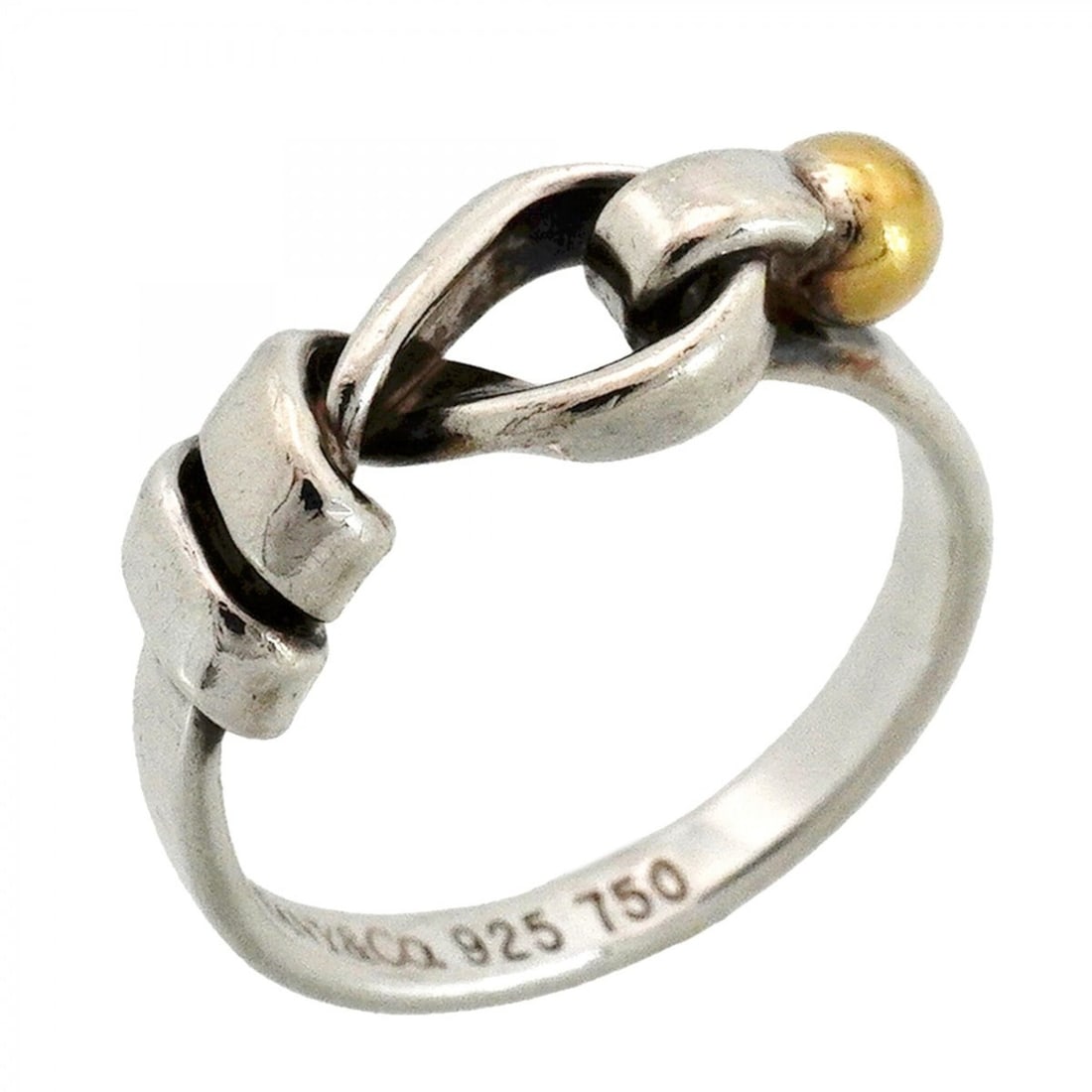 Tiffany & Co. Hook Eye Ring, 18K Yellow Gold (KYG), Sterling Silver 925, Size 9.5 (Women's) (1 of 14)