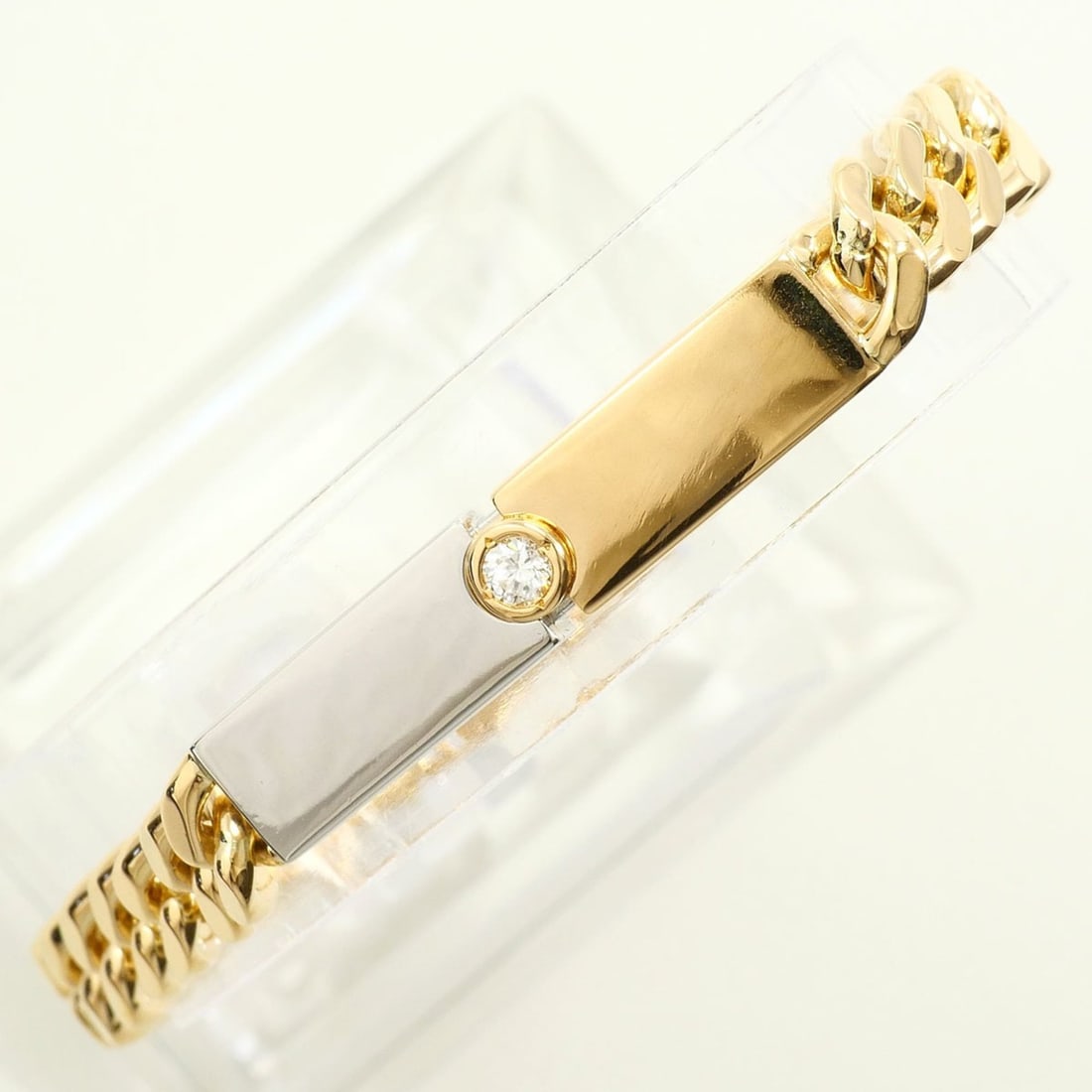 PT900 Platinum 18K Yellow Gold Bracelet with 0.1ct Diamond, Certificate of Authenticity, Total (1 of 16)