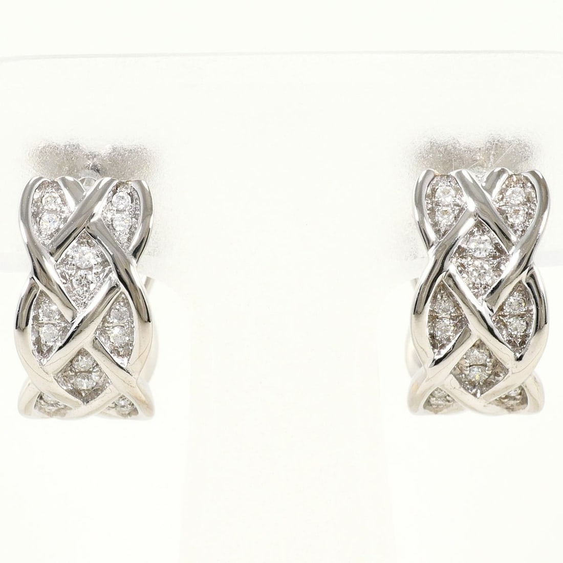 18K (18-karat white gold) earrings with 0.11ct diamonds, certificate of authenticity included, total (1 of 12)