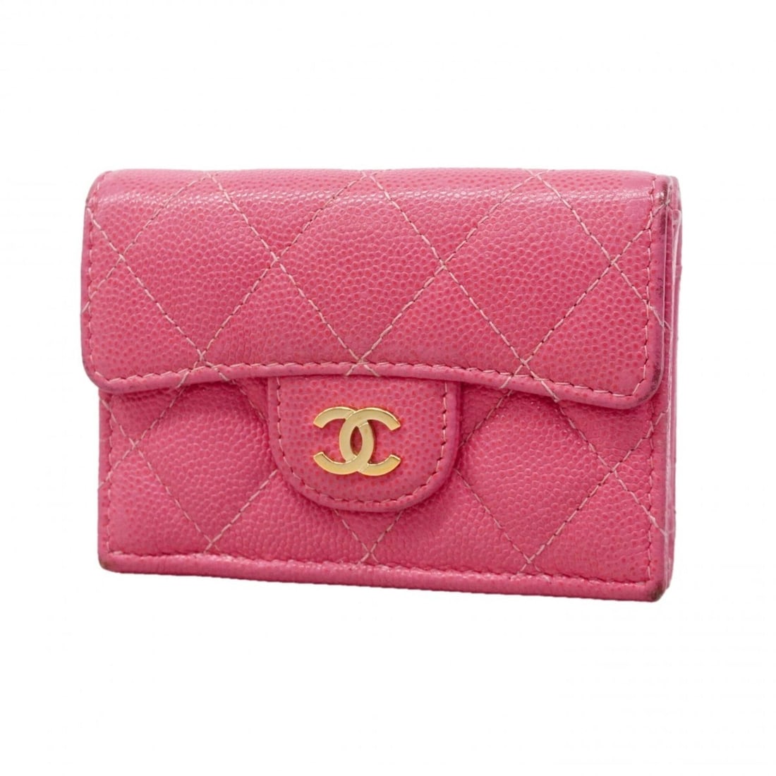 Chanel Tri-fold Wallet, Matelassé Caviar Leather, Pink, Women's: --- Catalog ---Category: SizeSize (HxWxD): 7.5cm x 10.5cm x 3.5cm / 2.95'' x 4.13'' x 1.37''Category: DesignType: Wallet (tri-fold)Color: PinkGender: WomenMaterial: Grained Calfskin Category: GeneralB