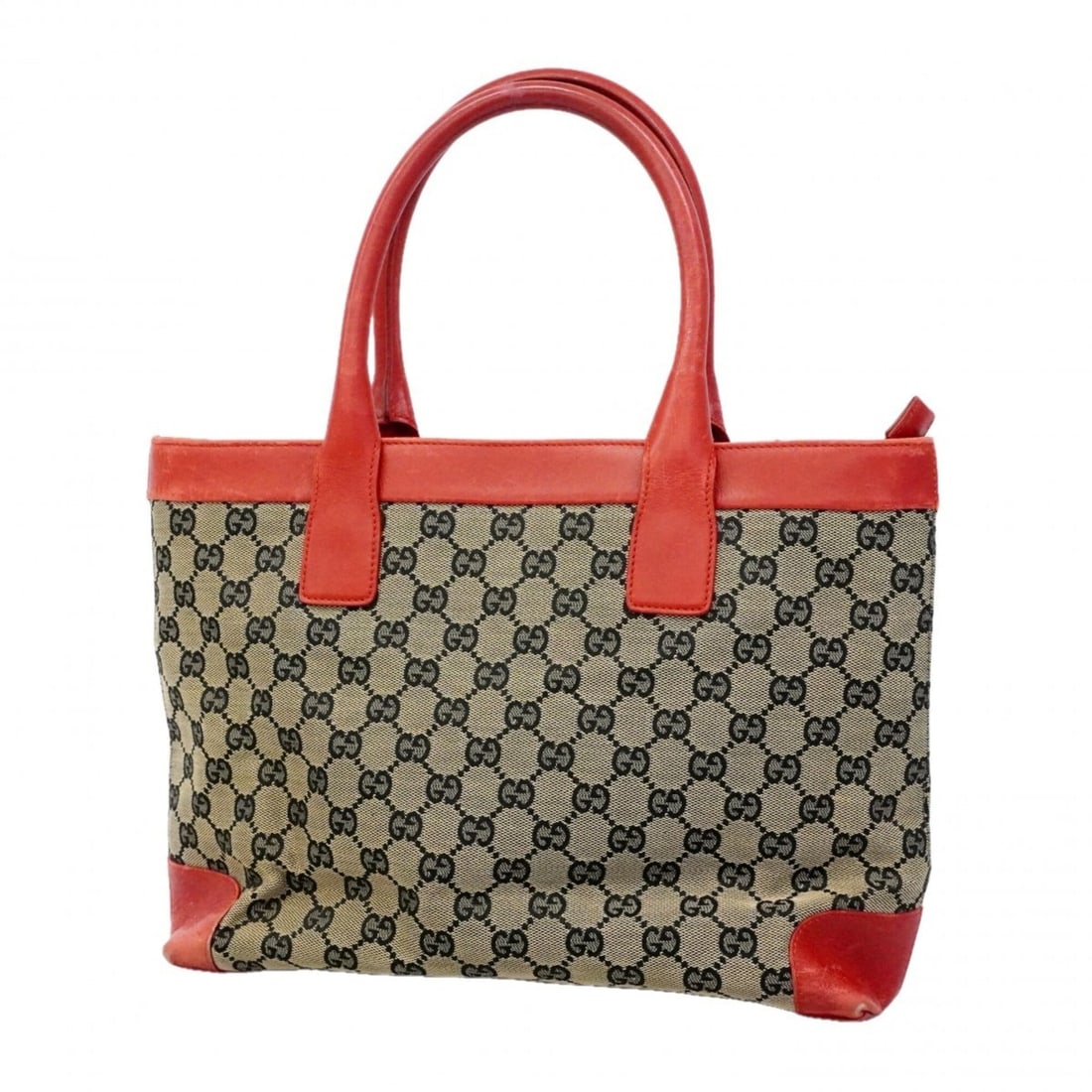 Gucci GG Canvas Tote Bag 002 1119 Black Red Women's (1 of 13)