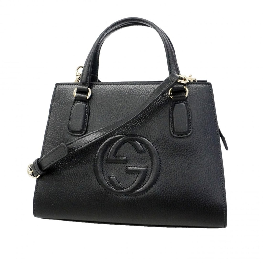 Gucci Soho Handbag 607722 Leather Black Champagne 2-way Bag for Women (1 of 9)