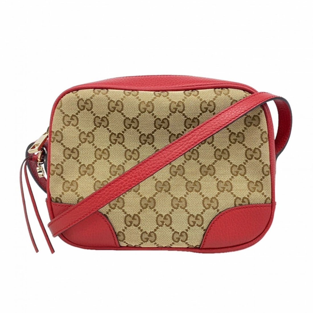 Gucci GG Canvas Shoulder Bag 449413 Beige Red Women's (1 of 9)