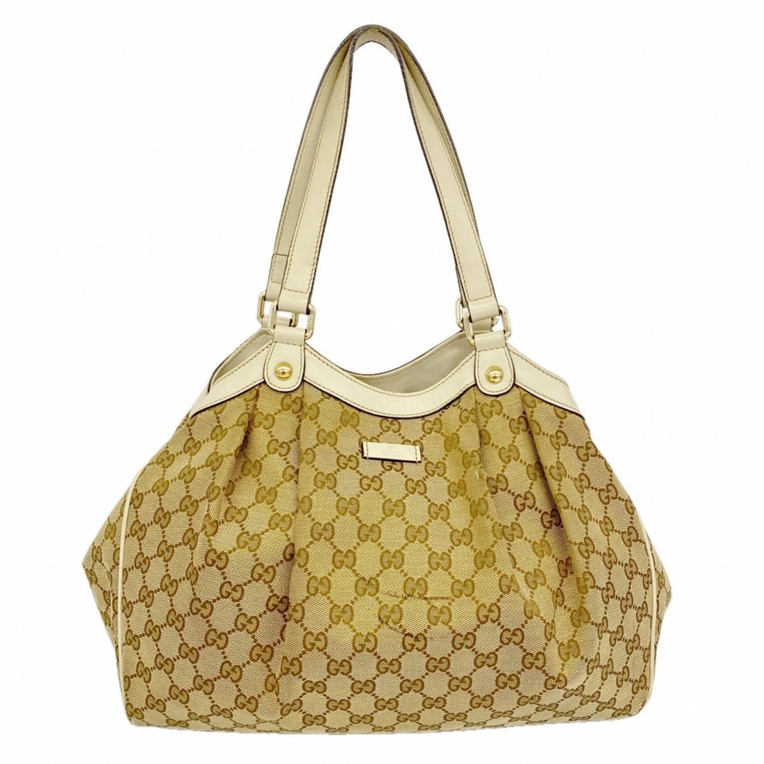 Gucci GG Canvas Tote Bag 388919 Beige Champagne Women's: --- Catalog ---Category: SizeSize (HxWxD): 29cm x 34.5cm x 11.5cm / 11.41'' x 13.58'' x 4.52''Category: DesignType: Tote bagColor: BeigeGender: WomenMaterial: Canvas Category: GeneralMPN: 388919Brand: