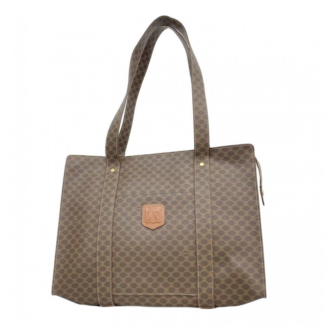Celine Macadam Tote Bag, Brown, Women's: --- Catalog ---Category: SizeSize (HxWxD): 31cm x 39cm x 13cm / 12.2'' x 15.35'' x 5.11''Category: DesignType: Tote bagColor: BrownGender: WomenMaterial: PVC Hardware Color: GoldCategory: GeneralBrand