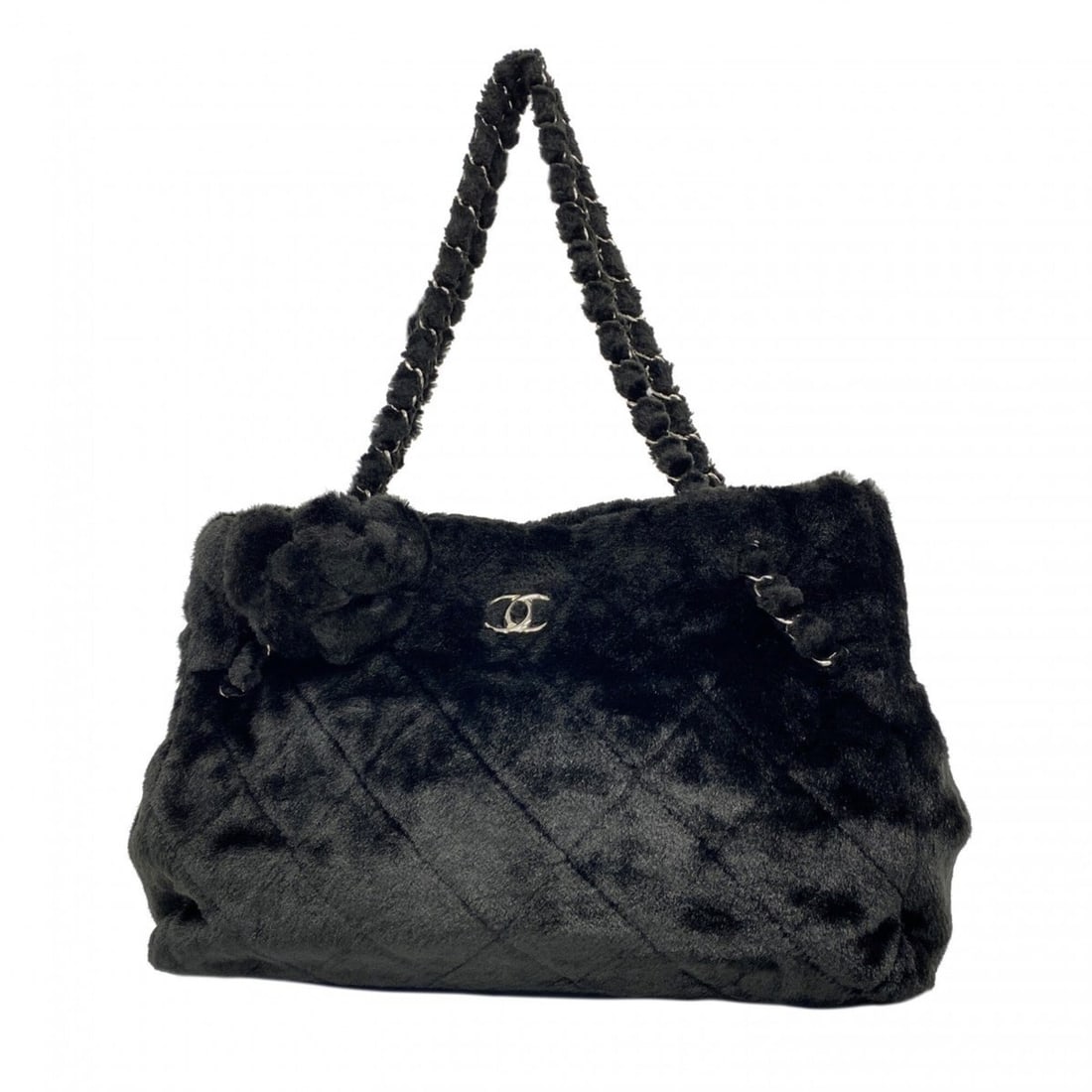 Chanel Tote Bag/Chain Matelassé Camellia Fur Black Women's: --- Catalog ---Category: SizeSize (HxWxD): 27cm x 38cm x 11cm / 10.62'' x 14.96'' x 4.33''Category: DesignType: Tote bagColor: BlackGender: WomenMaterial: Fur Hardware Color: SilverCategory: GeneralBr