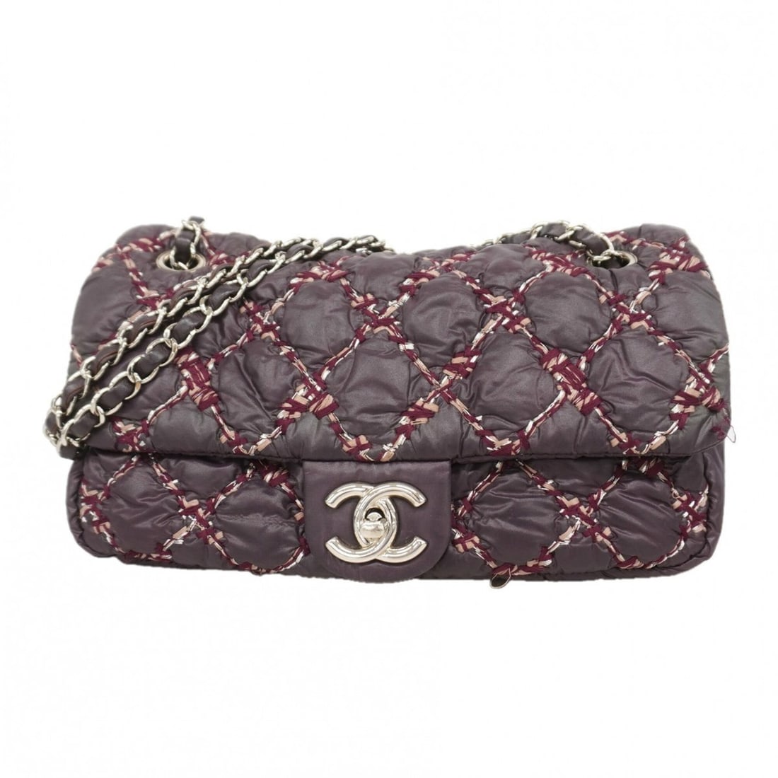 Chanel Shoulder Bag, Double Chain, Paris Byzantium, Nylon, Purple, Women's: --- Catalog ---Category: SizeSize (HxWxD): 17cm x 26cm x 7.5cm / 6.69'' x 10.23'' x 2.95''Category: DesignType: Shoulder bagColor: PurpleGender: WomenMaterial: Nylon Hardware Color: SilverCategory: Ge