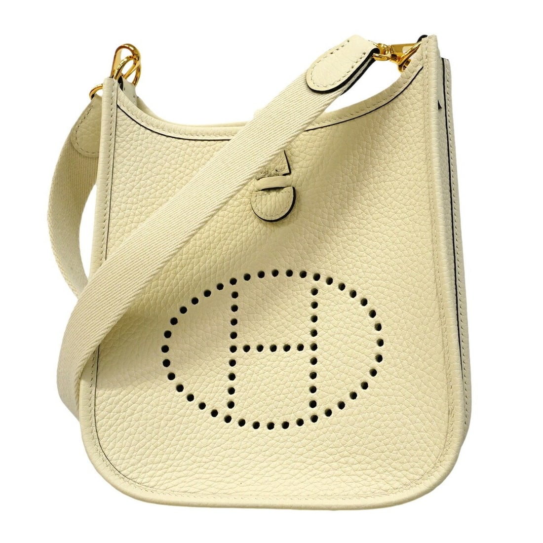 Hermes Evelyne TPM Shoulder Bag, Taurillon Clemence Leather, Cream, K Stamp, Women's: --- Catalog ---Category: SizeSize (HxWxD): 18.5cm x 17cm x 5.5cm / 7.28'' x 6.69'' x 2.16''Category: DesignType: Shoulder bagColor: CreamGender: WomenMaterial: Taurillon clemence leather Hardware Colo