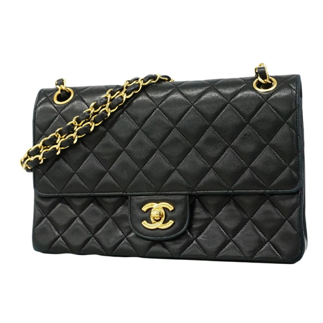 Chanel Matelassé Shoulder Bag, Double Flap, Chain, Lambskin, Black, Women's: --- Catalog ---Category: SizeSize (HxWxD): 16.5cm x 25.5cm x 5.5cm / 6.49'' x 10.03'' x 2.16''Category: DesignType: Shoulder bagColor: BlackGender: WomenMaterial: Leather Hardware Color: GoldLeather/F