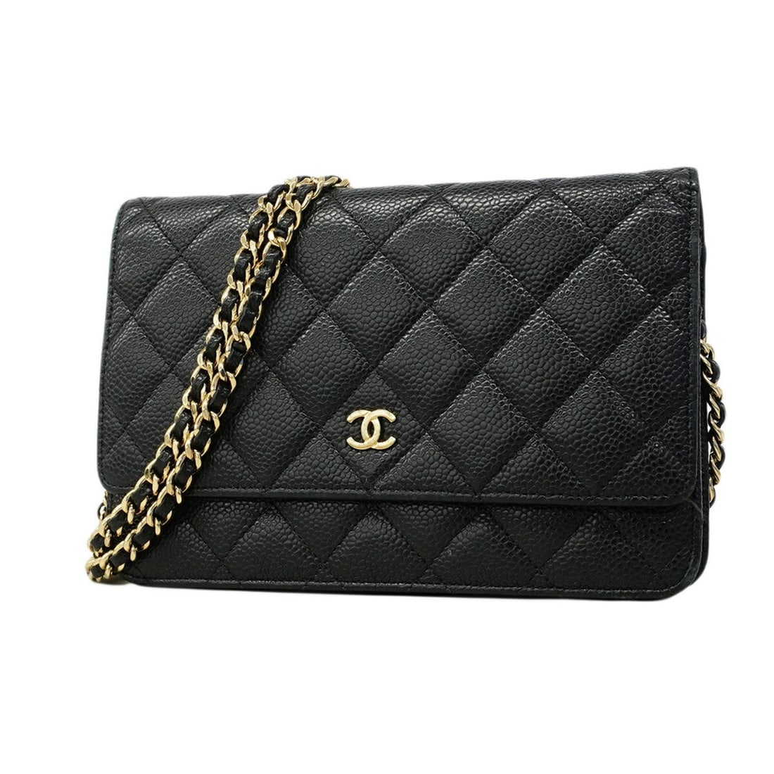 Chanel Matelassé Chain Shoulder Wallet, Caviar Leather, Black, Women's: --- Catalog ---Category: SizeSize (HxWxD): 13cm x 19cm x 3cm / 5.11'' x 7.48'' x 1.18''Category: DesignType: Chain/Shoulder walletColor: BlackGender: WomenMaterial: Grained Calfskin Category: GeneralB