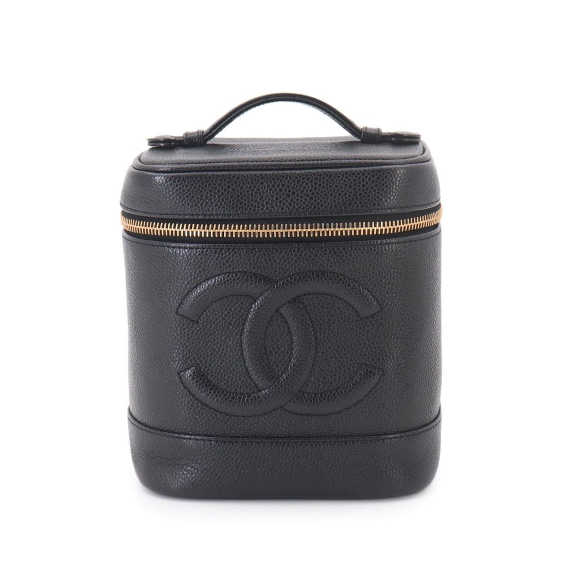 Chanel Vanity Handbag, Caviar Leather, Black, A01998, Coco Mark, Gold Hardware.: --- Catalog ---Category: SizeSize (HxWxD): 16.5cm x 15cm x 12.5cm / 6.49'' x 5.9'' x 4.92''Category: DesignType: Handbag, Vanity bagColor: BlackGender: WomenMaterial: Grained Calfskin Category: Genera