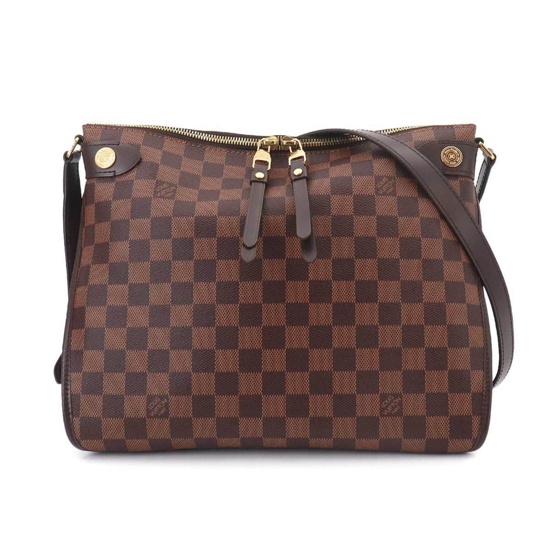 Louis Vuitton Damier Duomo Shoulder Handbag, Ebene Brown, N41425, Gold Hardware: --- Catalog ---Category: SizeSize (HxWxD): 25cm x 31cm x 12.5cm / 9.84'' x 12.2'' x 4.92''Category: DesignType: Handbag, Shoulder bagColor: Brown, Damier Canvas, EbeneGender: WomenMaterial: Damier Can