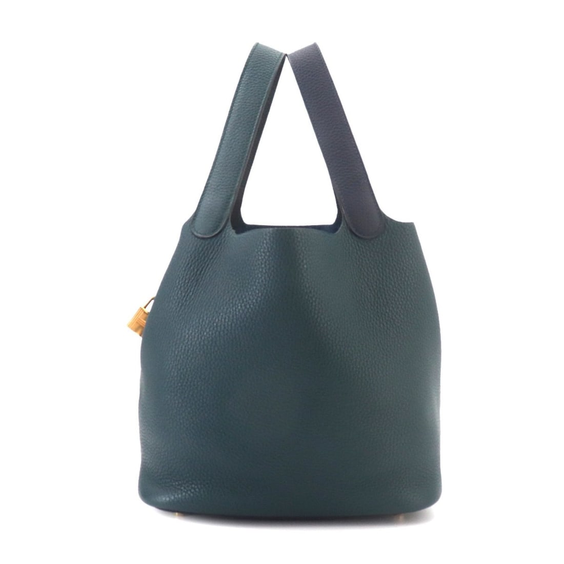 Piko Hermes Picotin Lock 22 Casaque MM Handbag, Taurillon Clemence Leather, Vert Cypres Blue Nuit, Y (1 of 10)