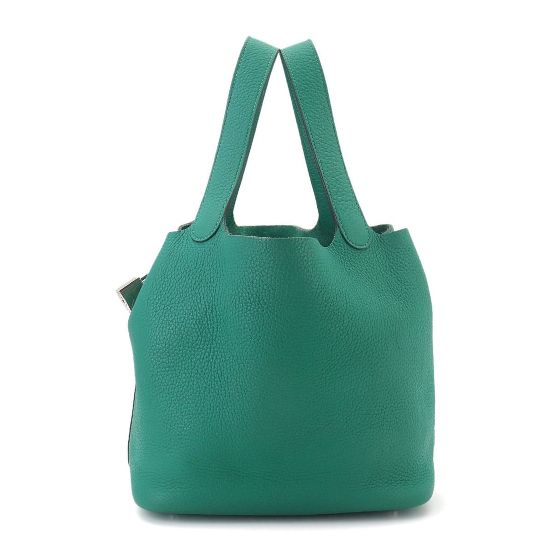 Piko Hermes Picotin Lock 22 MM Handbag, Taurillon Clemence Leather, Vert Veron, D Stamp, Silver: --- Catalog ---Category: SizeSize (HxWxD): 22cm x 22cm x 17.5cm / 8.66'' x 8.66'' x 6.88''Category: DesignType: HandbagColor: GreenGender: WomenMaterial: Taurillon clemence leather Category: GeneralBr