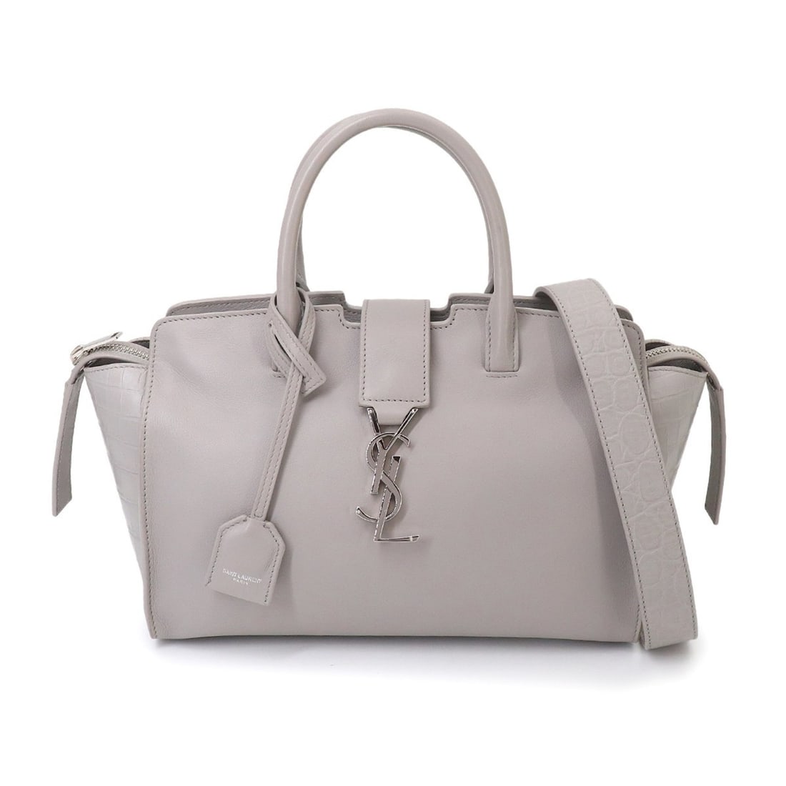 Saint Laurent Baby Downtown Cabas 2-way Hand/Shoulder Handbag, Leather, Gray, 436834: --- Catalog ---Category: SizeSize (HxWxD): 18cm x 25.5cm x 12cm / 7.08'' x 10.03'' x 4.72''Category: DesignType: HandbagColor: GrayMaterial: Leather Category: GeneralMPN: 436834Brand: Saint