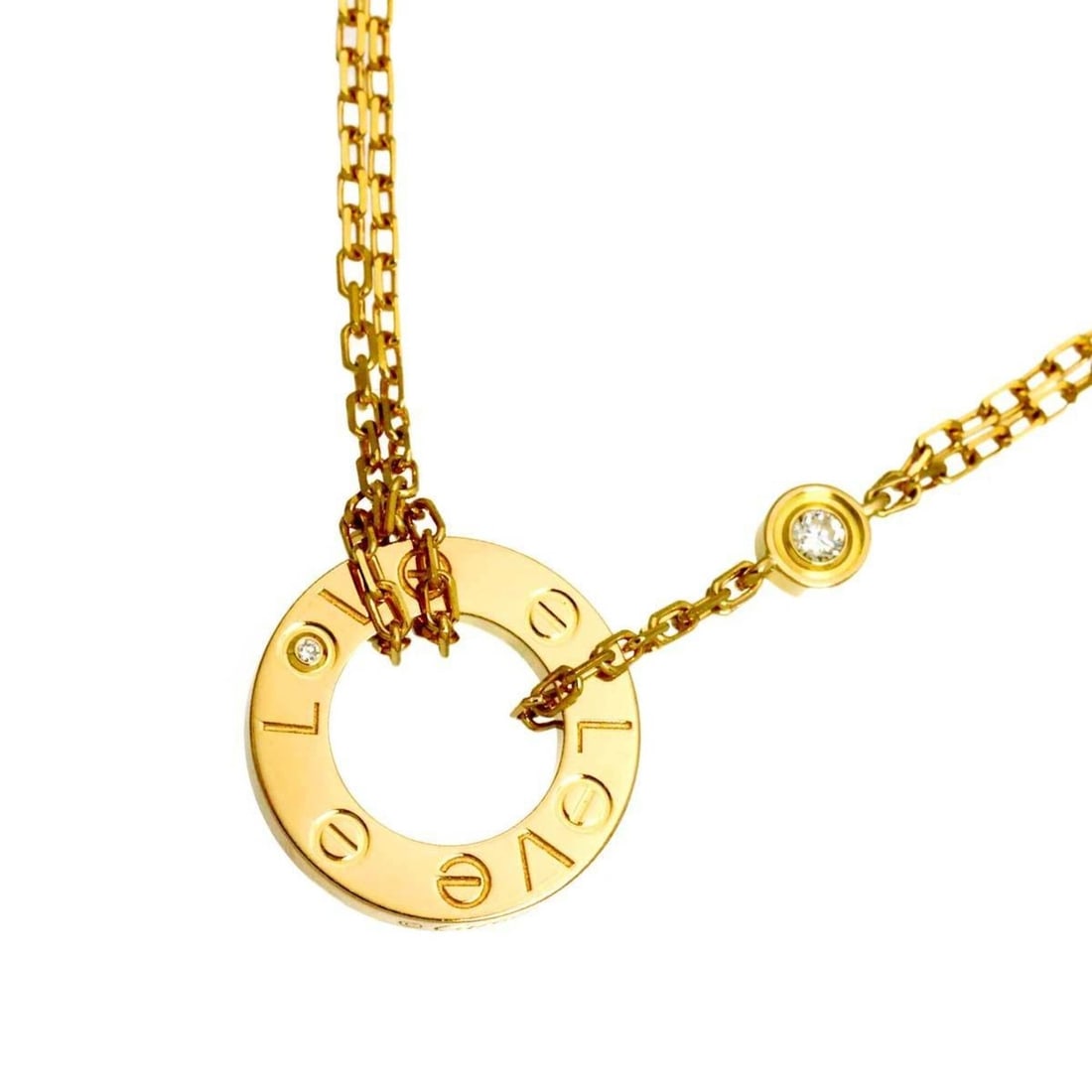 Cartier Love Circle Necklace, 41cm, 18K YG Yellow Gold 750.: --- Catalog ---Category: SizePendant Size: 13mm / 0.51''Neck Circumference: 41 cm / 16.14''Category: DesignGender: WomenMaterial: Yellow gold (18K)Necklace Type: NecklaceCategory: GeneralBrand: Cartie