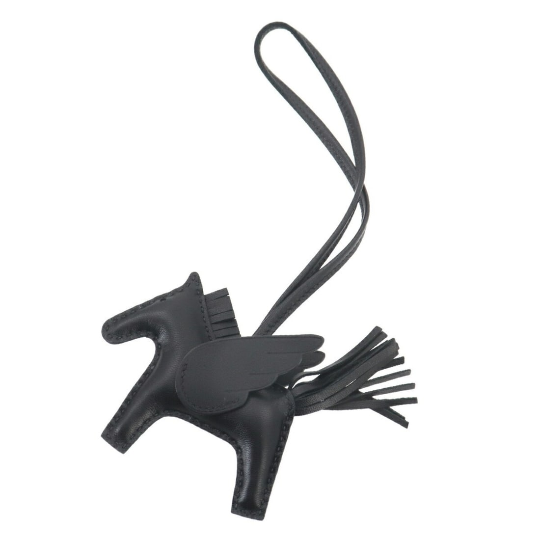 Hermes HERMES So Black Rodeo Pegasus PM Accessory Bag Charm Agneau Milo Swift W Stamp: --- Catalog ---Category: SizeSize (HxWxD): 75.00mm x 120.00mm / 2.95'' x 4.72''Category: DesignType: Handbag charmColor: BlackGender: Women,MenMaterial: Agneau Milo, Swift leatherCategory: