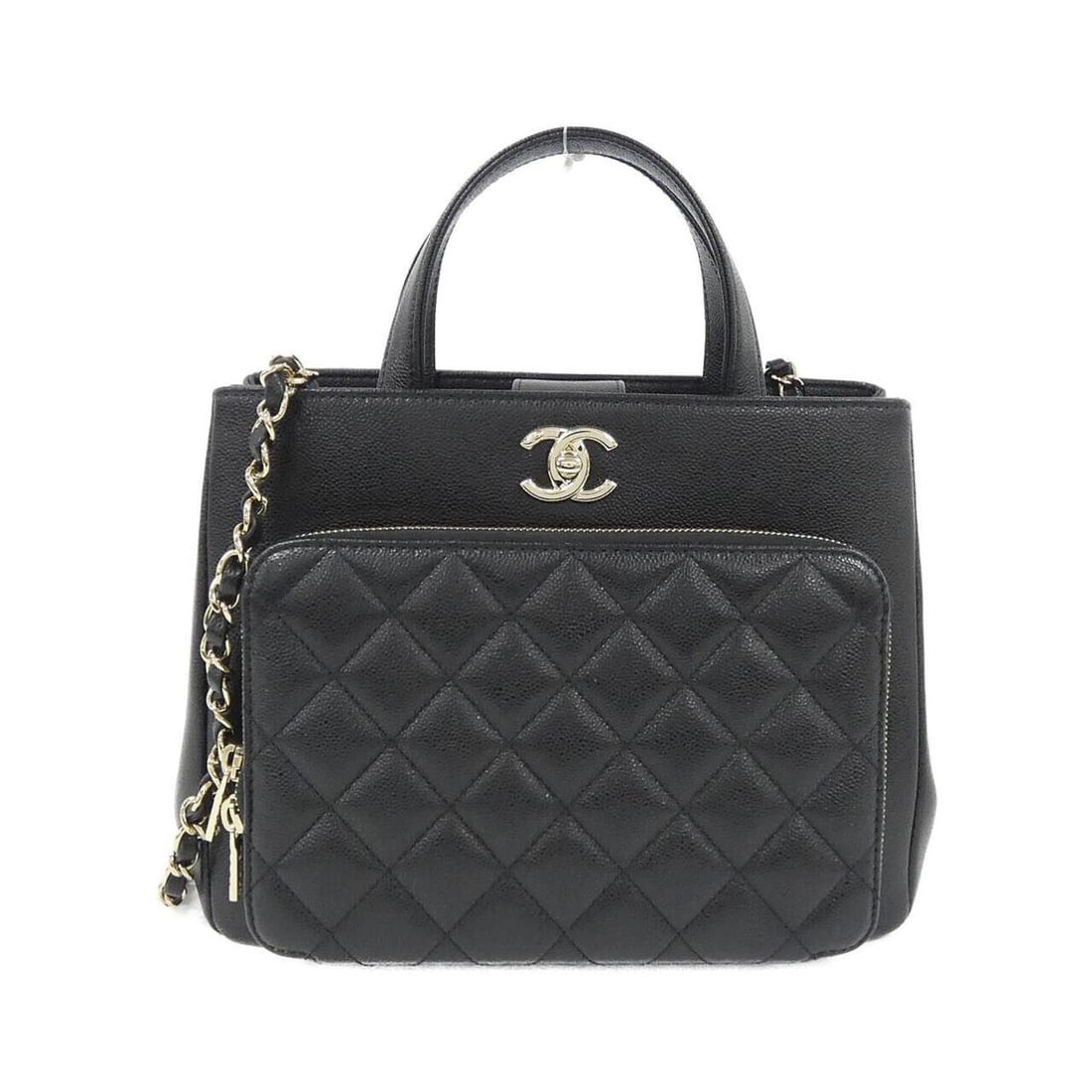 Chanel 93750 handbag: --- Catalog ---Category: SizeSize (HxWxD): 20cm x 26cm x 12cm / 7.87'' x 10.23'' x 4.72''Category: DesignType: HandbagColor: BlackGender: WomenMaterial: Grained Calfskin Category: GeneralMPN: