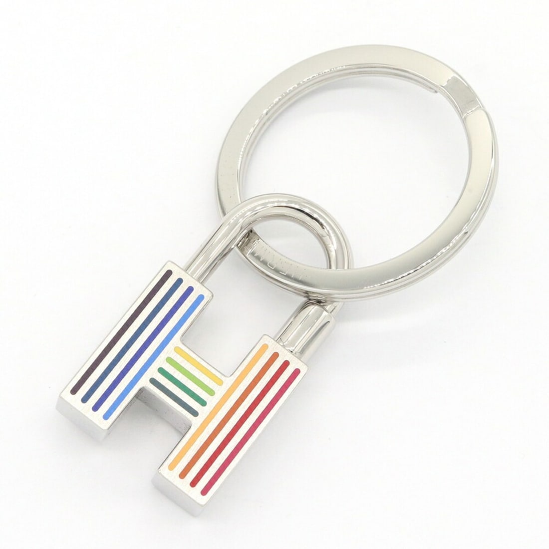 Hermes Keyring Quiz Rainbow H077309 Silver Multicolor Metal Kadena Cadena Keychain Accessory Bag: --- Catalog ---Category: SizeSize (HxWxD): 3.5cm x 1.9cm x 7.00mm / 1.37'' x 0.74'' x 0.27''Category: DesignType: KeyringColor: Multi-colorGender: Men,WomenMaterial: MetalCategory: GeneralBrand: