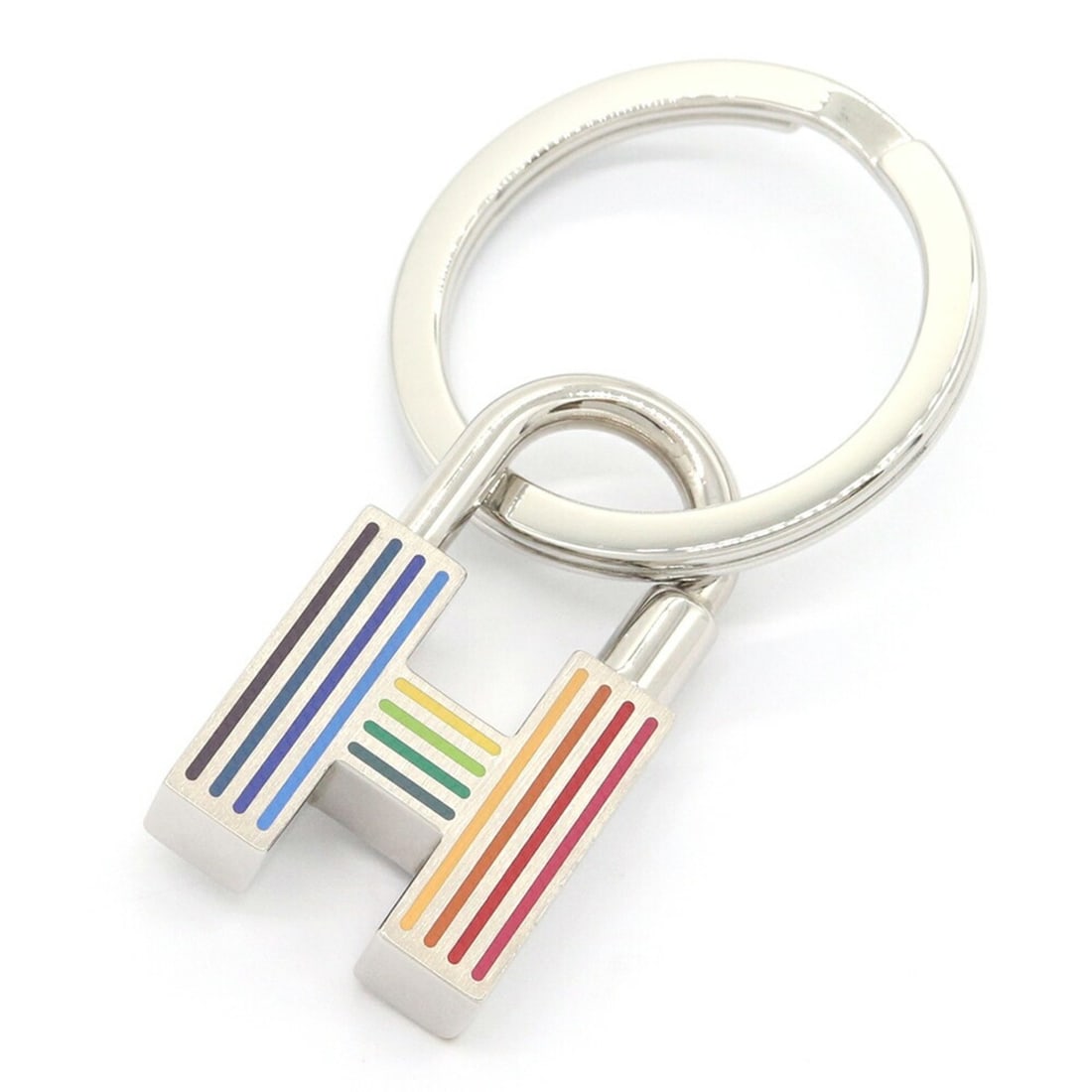 Hermes Keyring Quiz Rainbow H077309 Silver Multicolor Metal Kadena Keychain H Accessory Bag Charm: --- Catalog ---Category: SizeWeight: 23g / 0.81oz.Size (HxWxD): 1.9cm x 3.5cm x 7.00mm / 0.74'' x 1.37'' x 0.27''Category: DesignType: KeyringColor: Multi-colorGender: Men,WomenCategory: GeneralMPN: