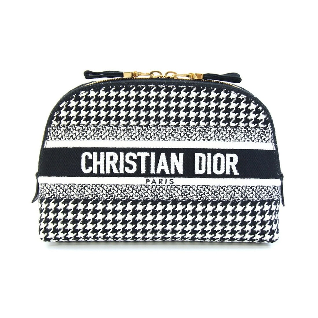 Christian Dior Dior handbag pouch, black and white fabric, crescent shape, makeup bag, travel: --- Catalog ---Category: SizeSize (HxWxD): 16cm x 22.5cm x 8cm / 6.29'' x 8.85'' x 3.14''Category: DesignType: Handbag, PouchColor: Black, WhiteGender: WomenMaterial: Fabric Category: GeneralBrand: