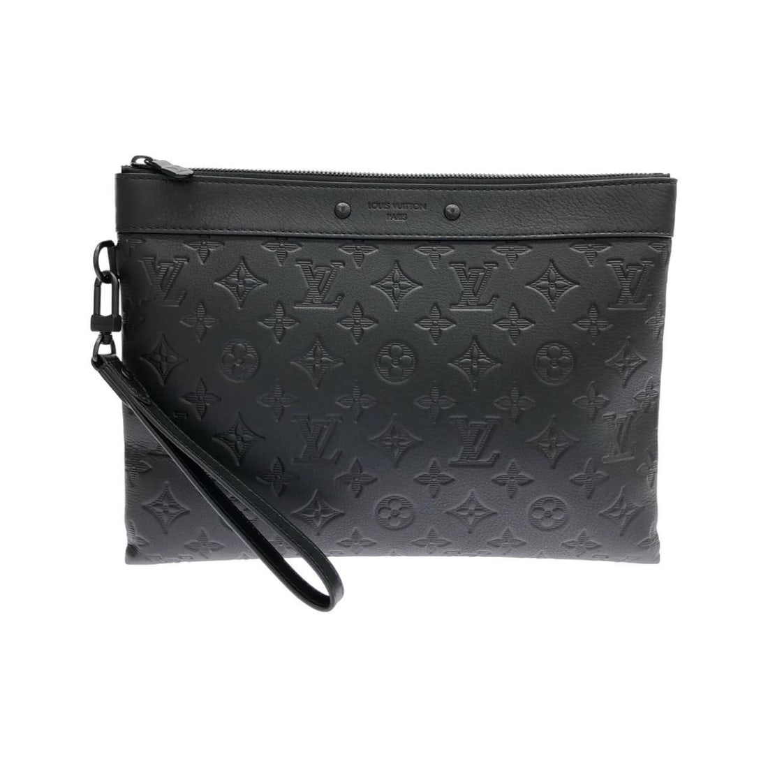 Louis Vuitton Monogram Shadow Pochette To Go M81570 Handbag: --- Catalog ---Category: SizeWeight: 270g / 9.52oz.Size (HxWxD): 21.5cm x 30cm x 1.5cm / 8.46'' x 11.81'' x 0.59''Handle Length: 27cm / 10.62''Category: DesignType: Handbag, PochetteColor: BlackGender
