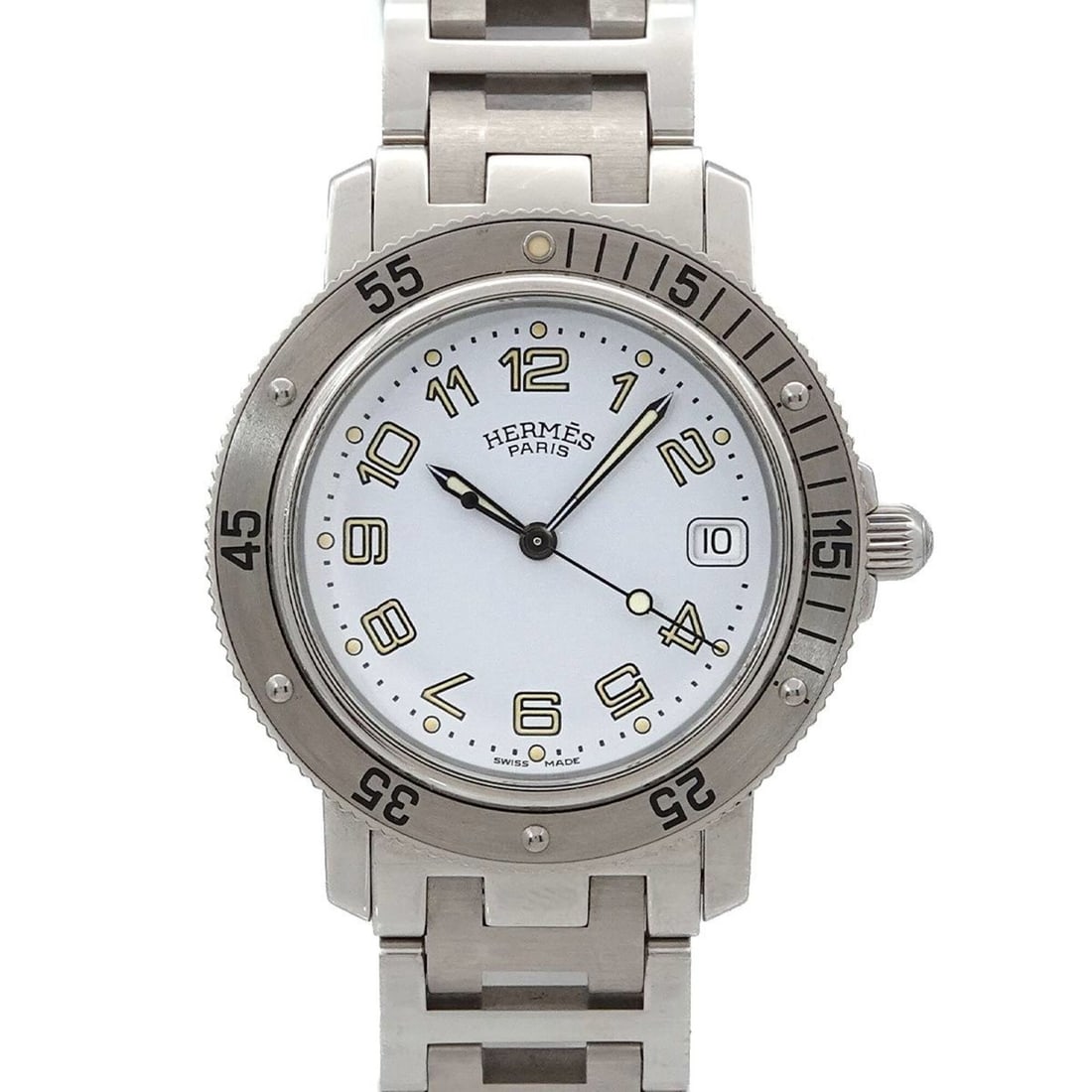 Hermes HERMES Clipper Diver CL7 710 Men's Watch Date White Quartz: --- Catalog ---Category: SizeWrist Size: 18.5cm / 7.28''Case Diameter: 37mm / 1.46''Category: DesignType: WristwatchGender: MenColor (Dial): WhiteMaterial (Band): Stainless steelMaterial (Case): Stain