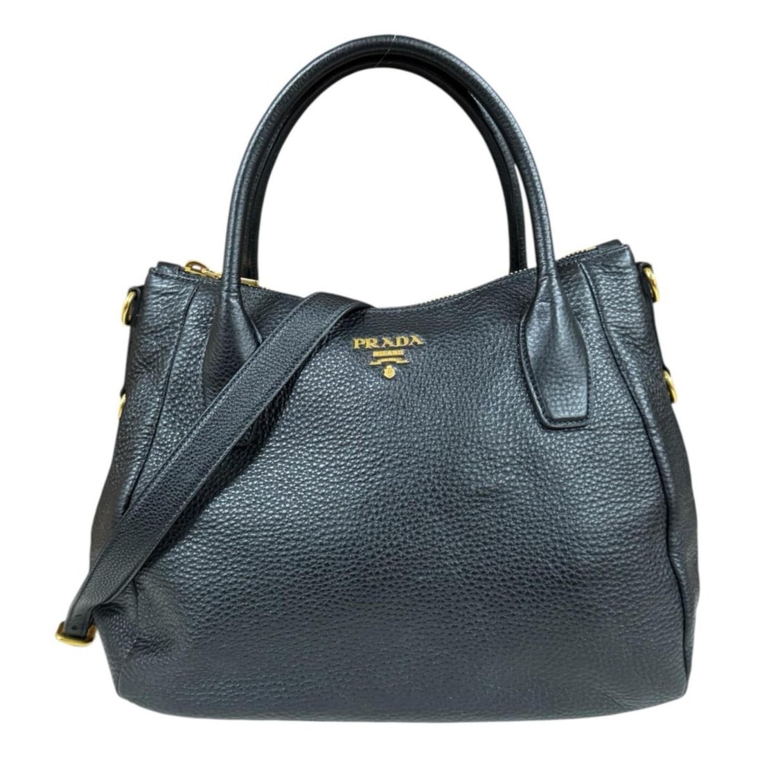Prada Vitello Daino Shoulder Bag, Leather, Black, Women's, PRADA 2-way (1 of 20)