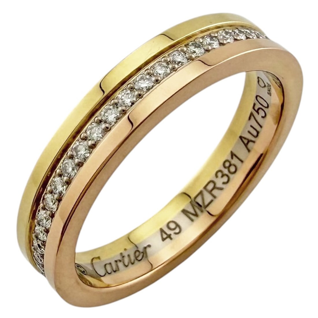 Cartier Vendôme Louis Wedding Ring, 18K Yellow Gold, Diamond, Women's, Pave Setting: --- Catalog ---Category: SizeWidth: 3.5mm / 0.14''Weight: 4.1g / 0.14oz.JP Size: 9US Size: 5Category: DesignType: Wedding ringColor: Gold, Pink gold, SilverStone: DiamondGender: WomenHandmade: YesMate