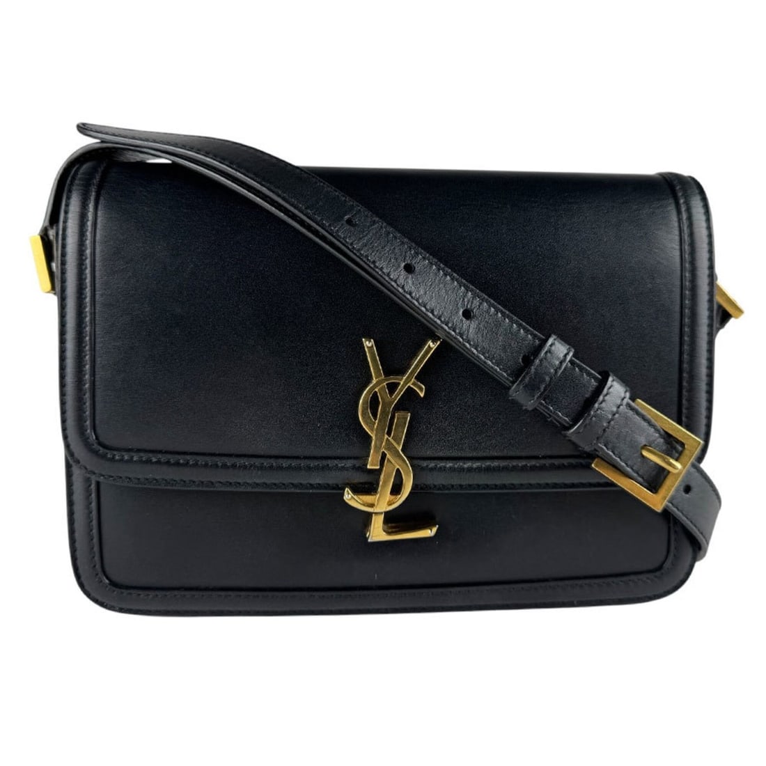 Saint Laurent Solferino Shoulder Bag, Leather, Black & Gold, Women's, 634306 z10192: --- Catalog ---Category: SizeSize (HxWxD): 17cm x 22cm x 5cm / 6.69'' x 8.66'' x 1.96''Category: DesignType: Shoulder bagColor: BlackGender: WomenMaterial: Leather Category: GeneralMPN: 634306Brand: S