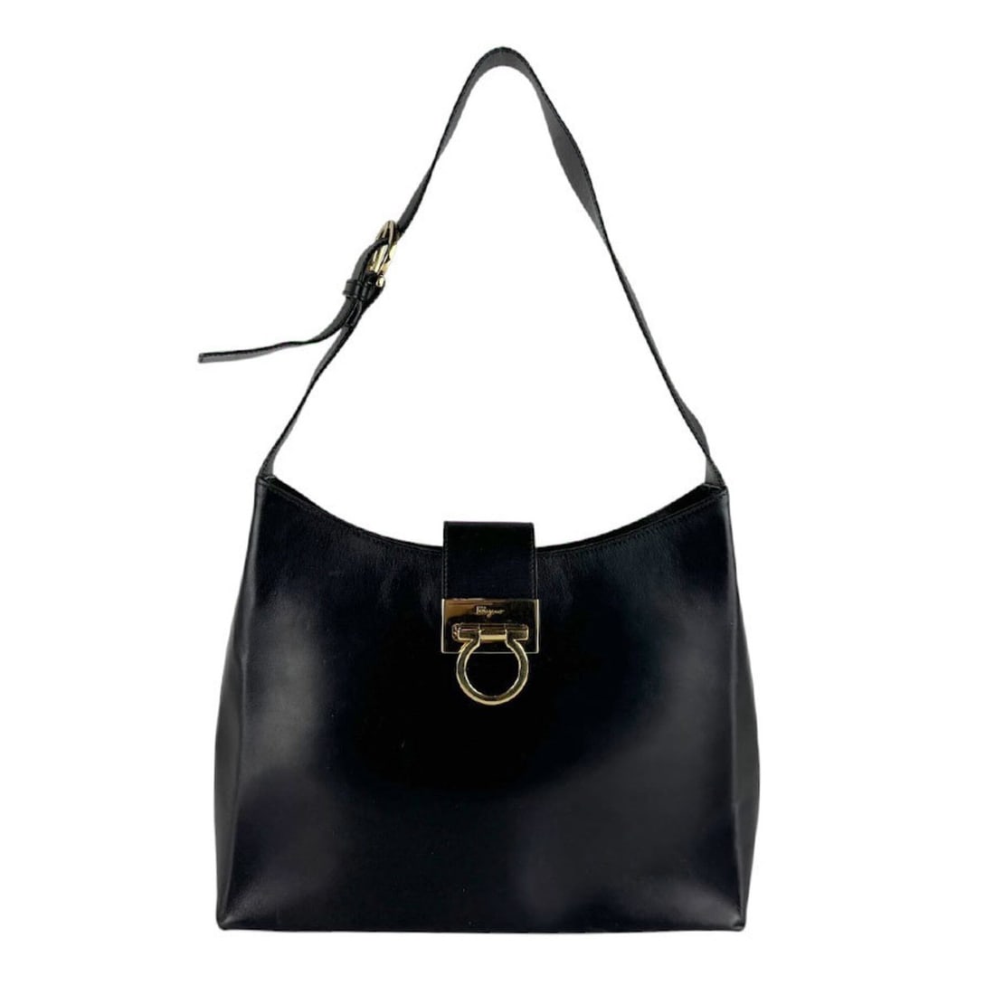Salvatore Ferragamo shoulder bag, Gancini design, leather, black, women's, z10183: --- Catalog ---Category: SizeSize (HxWxD): 22cm x 30cm x 7cm / 8.66'' x 11.81'' x 2.75''Category: DesignType: Shoulder bagColor: BlackGender: WomenMaterial: Leather Category: GeneralBrand: Salvatore F