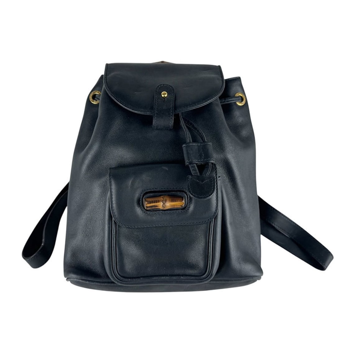 Gucci GUCCI Backpack Bamboo Leather Navy Women's z10165 (1 of 12)