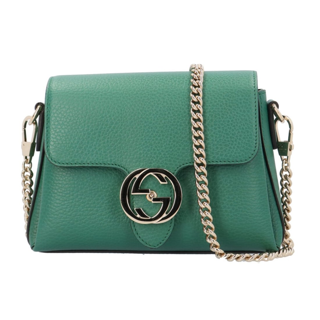 Gucci Interlocking G Shoulder Bag, Leather 607720, Green, Women's, GUCCI Chain, 2-way: --- Catalog ---Category: SizeWeight: 665g / 1.46lb.Size (HxWxD): 15cm x 21cm x 6cm / 5.9'' x 8.26'' x 2.36''Strap Length: 114cm / 44.88''Category: DesignType: Clutch bag, Shoulder bagColor: GreenGende