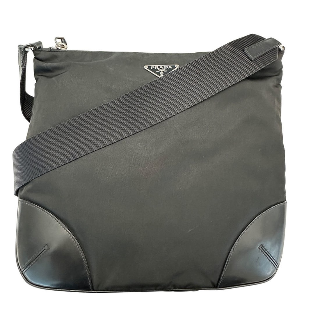 Prada PRADA handbag for men, brand name shoulder bag, nylon, black, cross-body, black. (1 of 10)